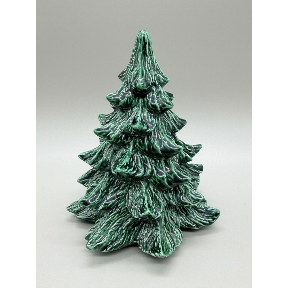 VTG Nowell's Molds 1979 Ceramic Christmas Tree Green Glaze Unlit Decor 6 In